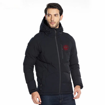 Men Winter Outdoor USB Infrared Heating Hooded Jacket