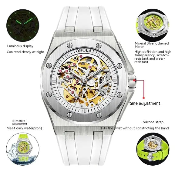 ONOLA Automatic Mechanical Skeleton Watch