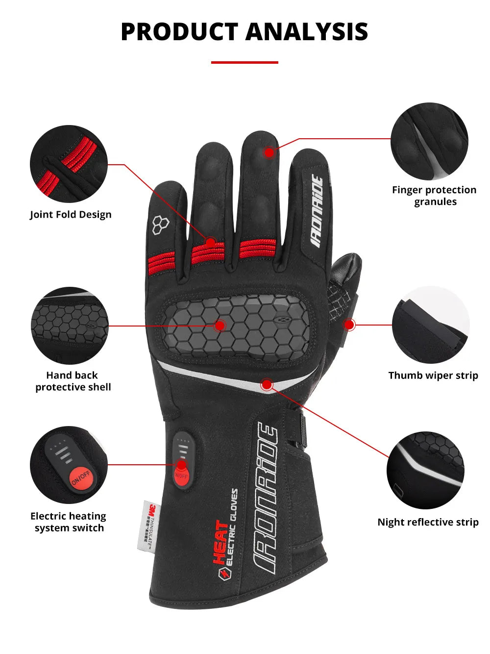 Heating Touch Screen Warm Driver Handle Gloves